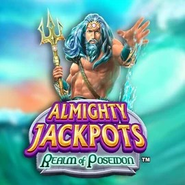 Almighty Jackpots – Realm of Poseidon slot logo by Novomatic at Corgibet Casino